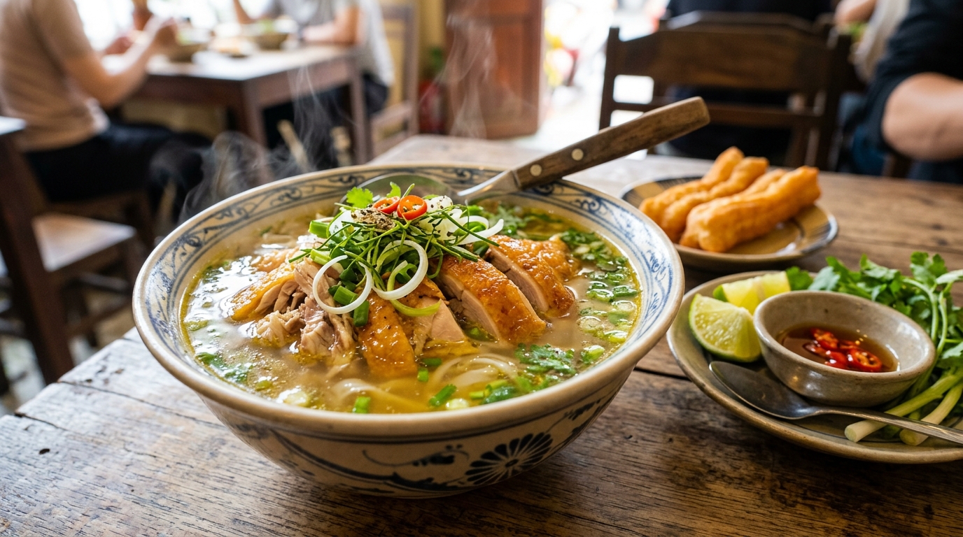 Cách Nấu Phở Gà Hà Nội Truyền Thống Tại Nhà — Nước Dùng Trong Vắt, Da Vàng Giòn Sần Sật